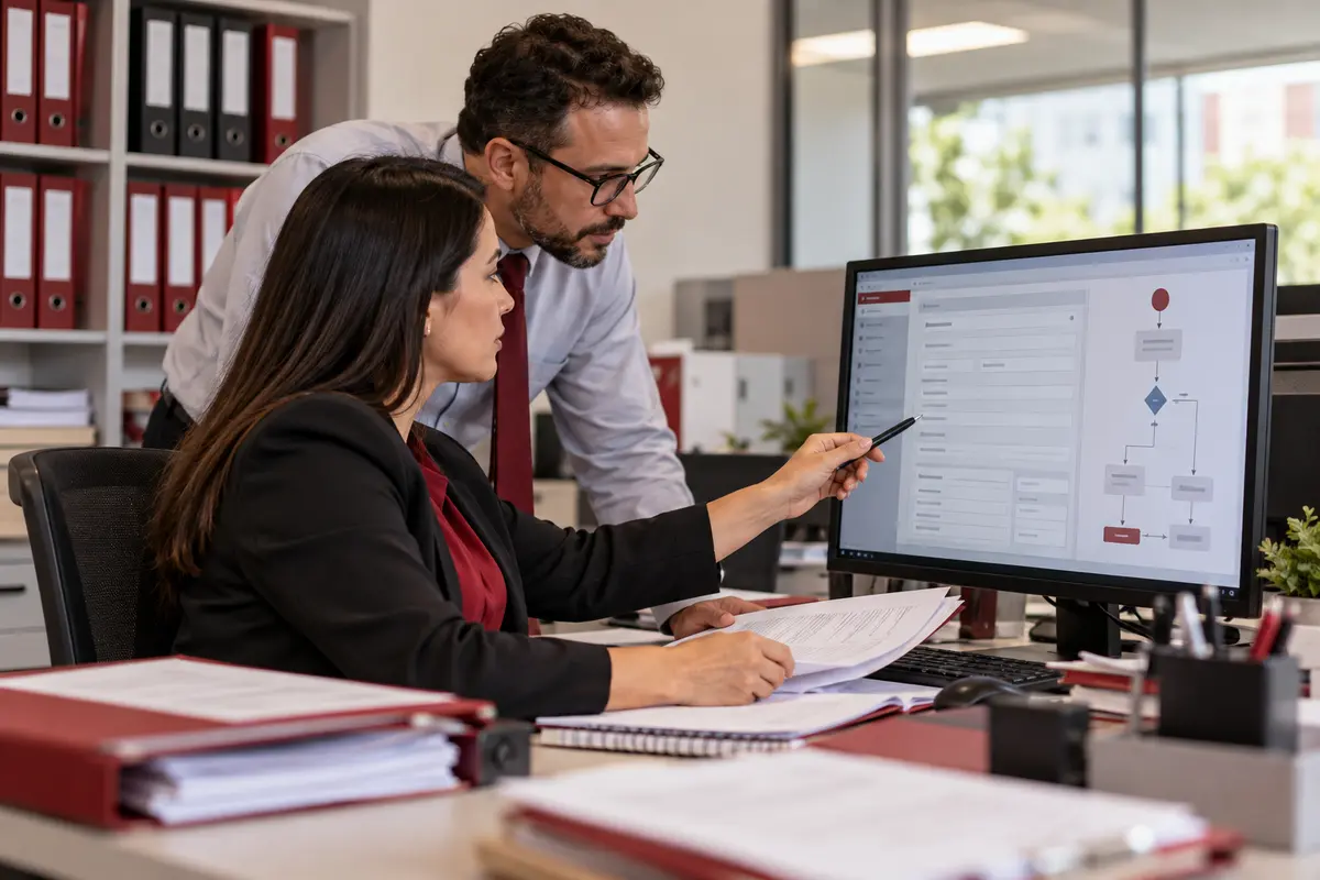 Equipe de departamento pessoal revisa eventos de benefícios previdenciários no eSocial