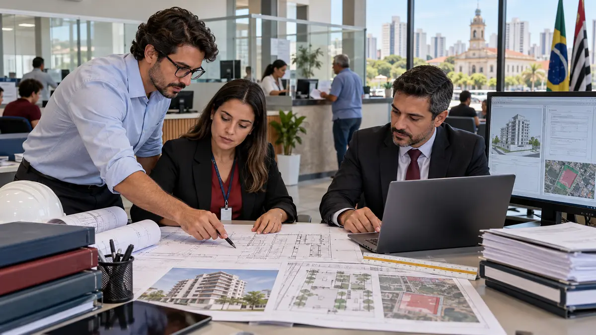 Equipe municipal revisa alvarás de construção e registros digitais de obras
